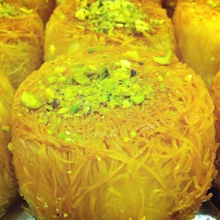 Round konafa Filled With Cream .