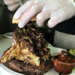 Making the famous Bronco Burger