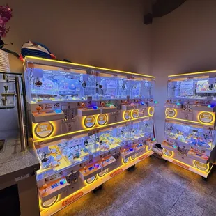 a display of hotdogs