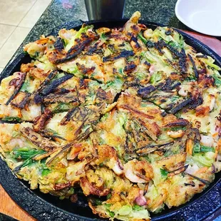 Haemul Pajeon (Korean Seafood Pancake)!  So crispy!