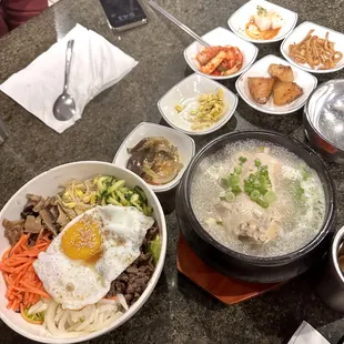 Bulgogi Bibimbap &amp; Samgye-tang (Ginseng Chicken Soup)