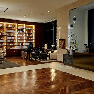 the lobby of a luxury hotel