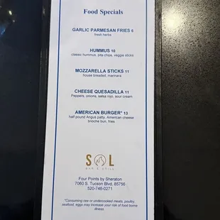 menu