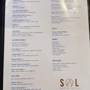 menu