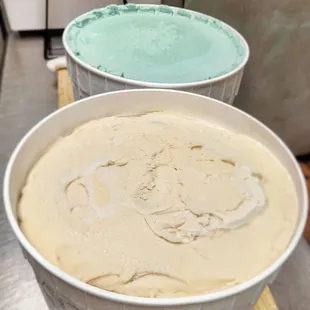 New vegan sorbets: Coconut Cream and Blue Majik (pineapple, coconut, mango, &amp; blue spirulina)