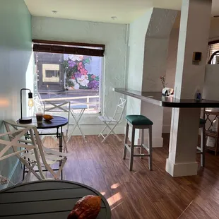 Cute sitting area with great coffee and chocolate!