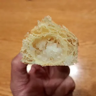 Inside a coconut pastele or pastry