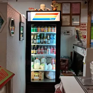 Beverages fridge in restaurant