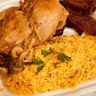 a meal in a styrofoam container