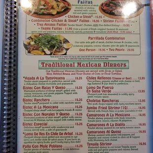 a menu for a mexican restaurant