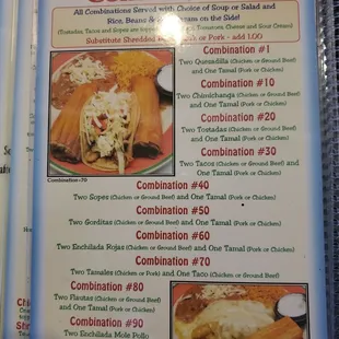 a menu for a mexican restaurant
