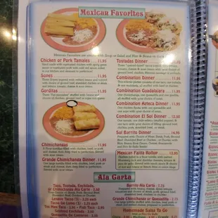 a menu for a mexican restaurant