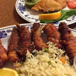Bacon shrimp and a shrimp empanada yum!