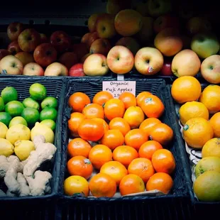 A large selection of organic and locally grown fruits and vegetables.