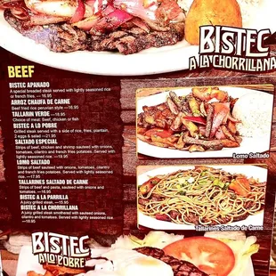 Beef menu