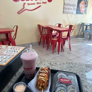 Potato K dog with Korean kimbap