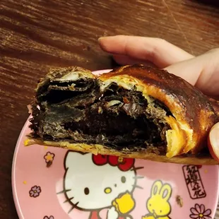 Inside of chocolate croissant