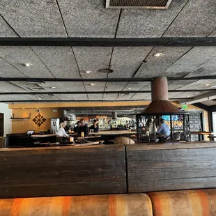 Bar area in the background