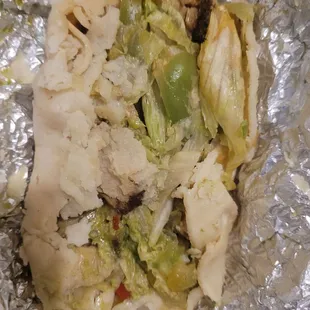 Taco Tuesday chicken taco with corn tortilla...never ate it!! It looked gross tortilla fell apart and crumbled.