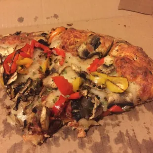 All that&apos;s left of the mushroom and banana pepper pizza! Soooo good!