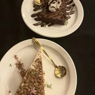 Cheesecake and chocolate flourless cake