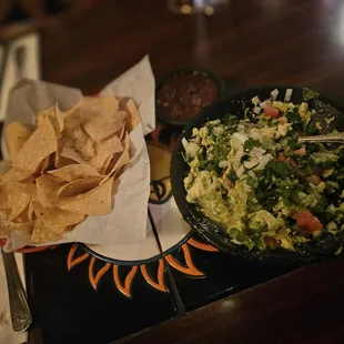 Table side guacamole and chips