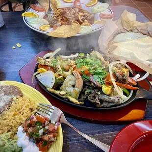 Fajitas Combination w/ homemade corn tortillas