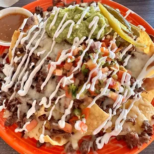 Super nachos with carne asada- the meat was so fresh and delicious!