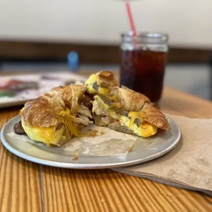 Sausage, egg, and cheese breakfast sandwich