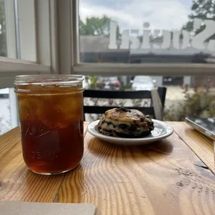 Iced coffee &amp; blueberry scone