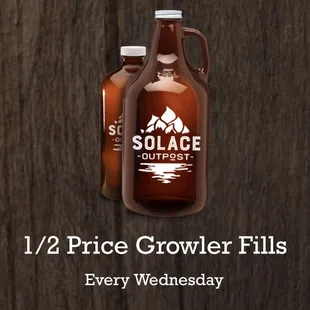 a brown growler bottle with a mountain scene on it