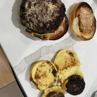 Charred burgers