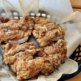 Crispy fried thighs