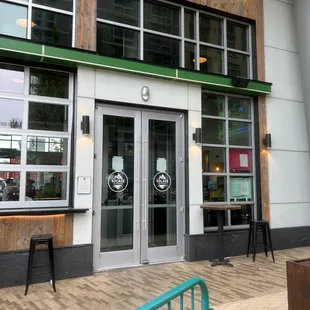 the entrance to the restaurant