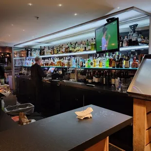 a bar with a television