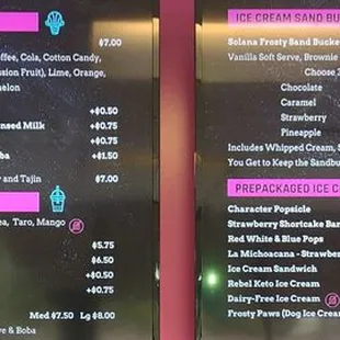 Right menu screens