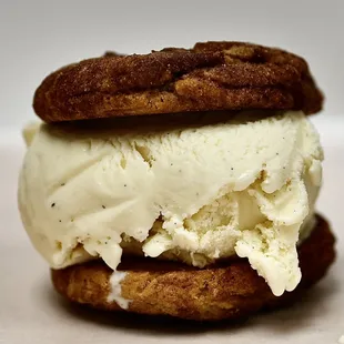 Milk and white chocolate churro cookies with bourbon vanilla ice cream.