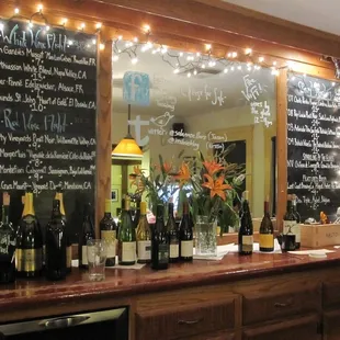 Menu board at the Cellars: festive...and strangely familiar (Amélie, anyone?).