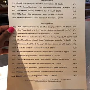 Red wines