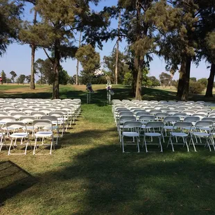 Solano Jumps chair rental for wedding ceremony: delivery, set up and pick up.