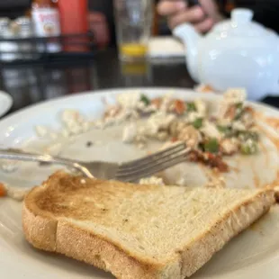 Sourdough toast, tofu veggie scramble, chamomile citrus tea, fresh squeezed OJ, house made hot sauce
