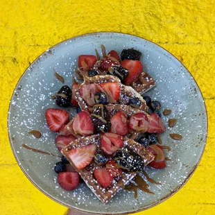 Home-made Waffles with mixed farmers market berries
