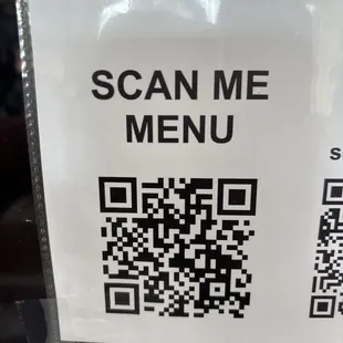 You may scan the code and it will show you all our menu items