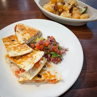 Dungeness Crab Quesadilla &amp; Popcorn Shrimp