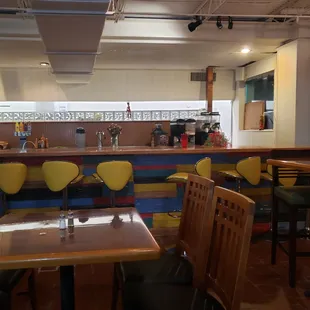 bar seating and tables