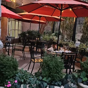 Patio just to the right of the entrance door