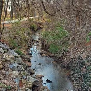 Soldier Creek along the trail. There's some coating on the water.  Could be an oil sheen from a functional pump jack not too far from here.