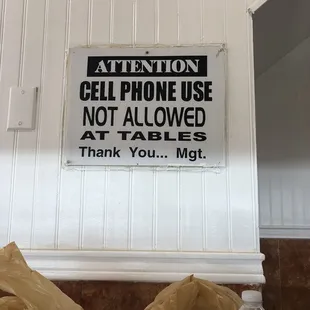 No cell phone use