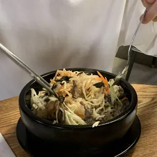 Bibimbap, mix it fast or your rice will burn (and you might get yelled at by the owner)