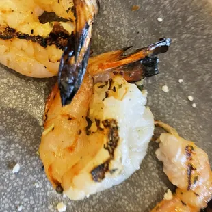 Under cooked and zero seasoned grilled shrimp